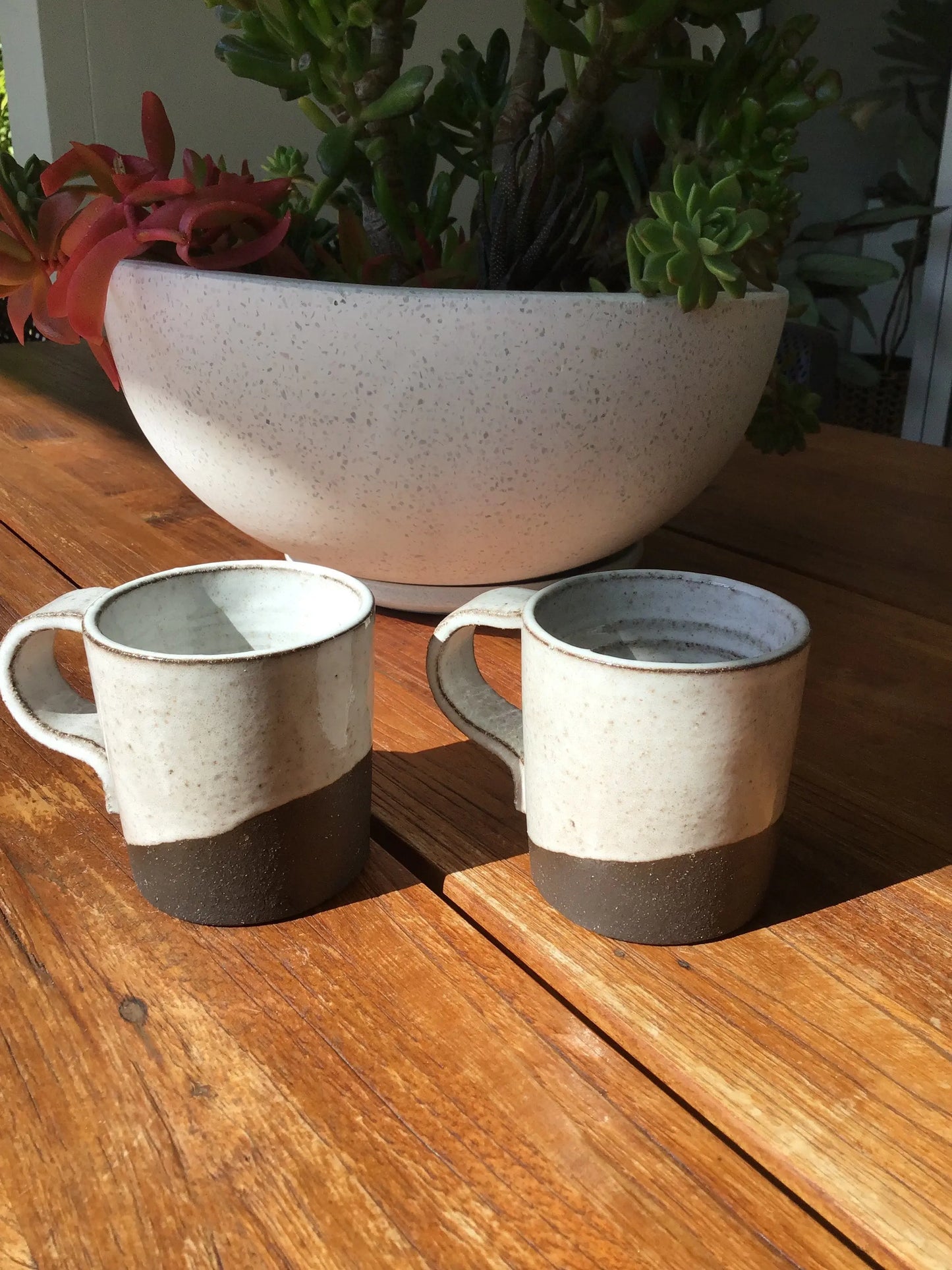 Hand Thrown Brown And White Stoneware Coffee Mug Bruce Wood Ceramics