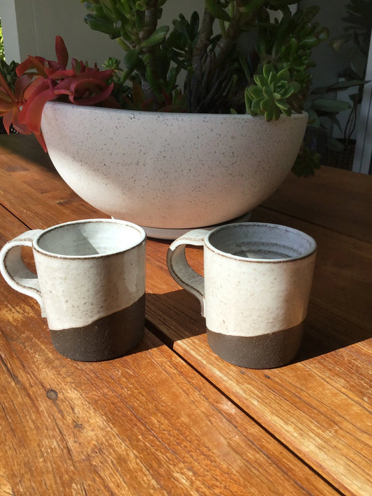 Hand Thrown Brown And White Stoneware Coffee Mug Bruce Wood Ceramics