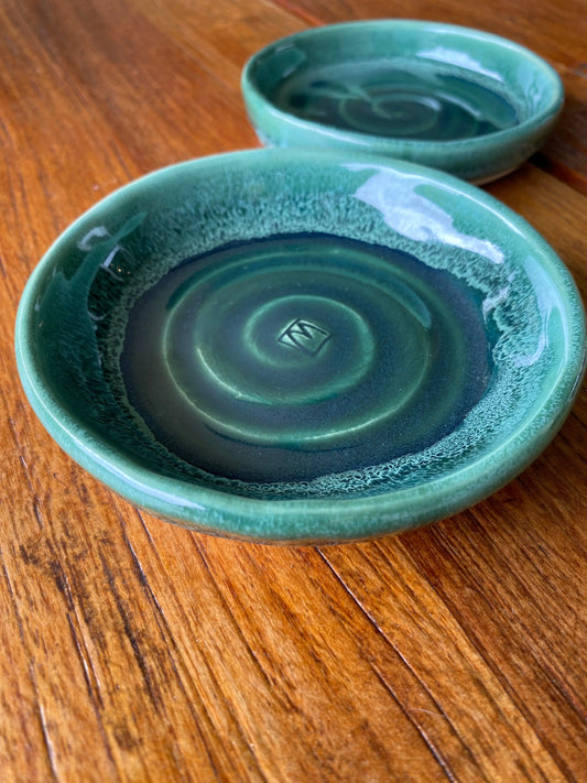 Green And White Sea Foam Stoneware Trinket Dish Bruce Wood Ceramics