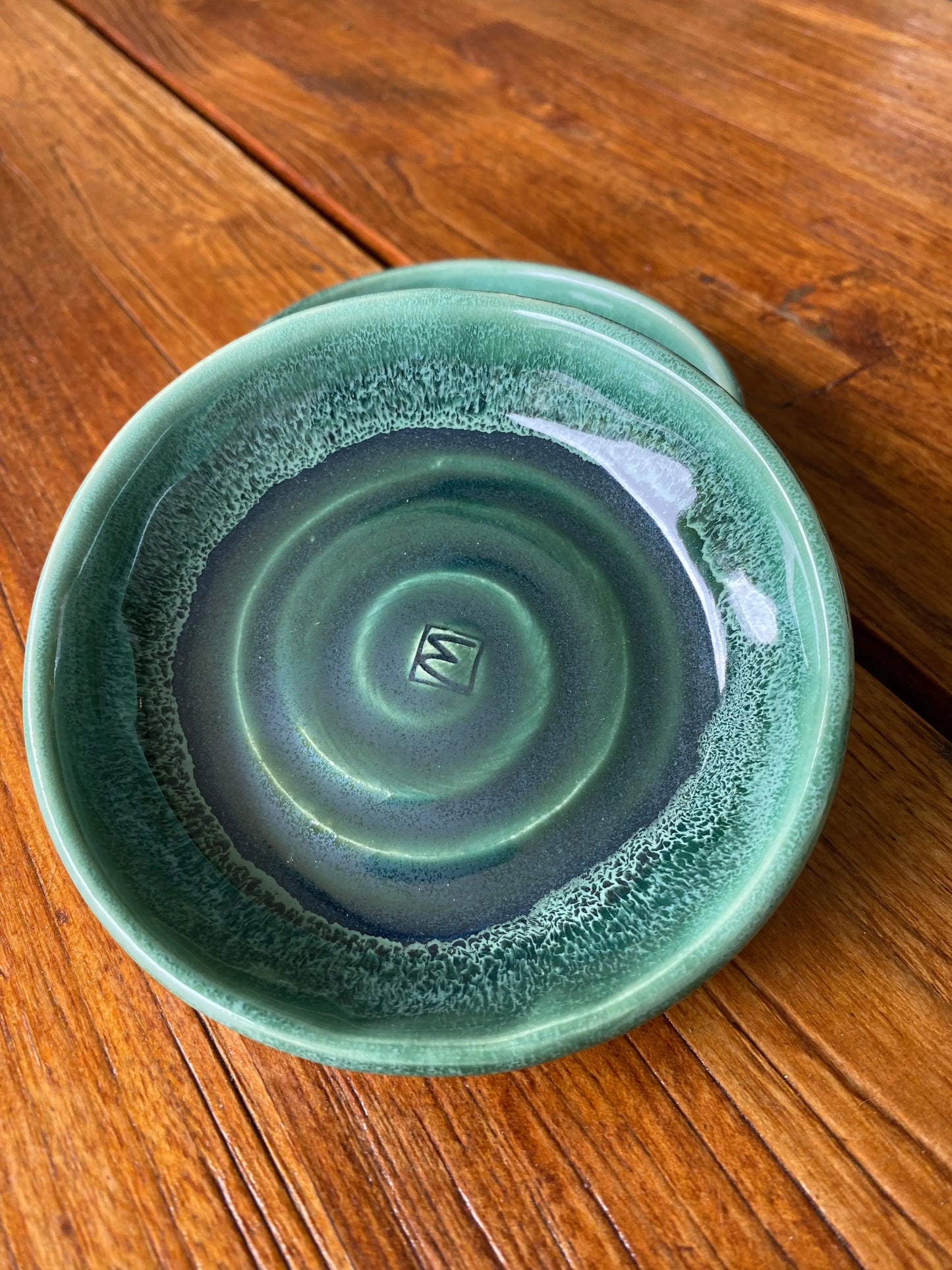 Green And White Sea Foam Stoneware Trinket Dish Bruce Wood Ceramics