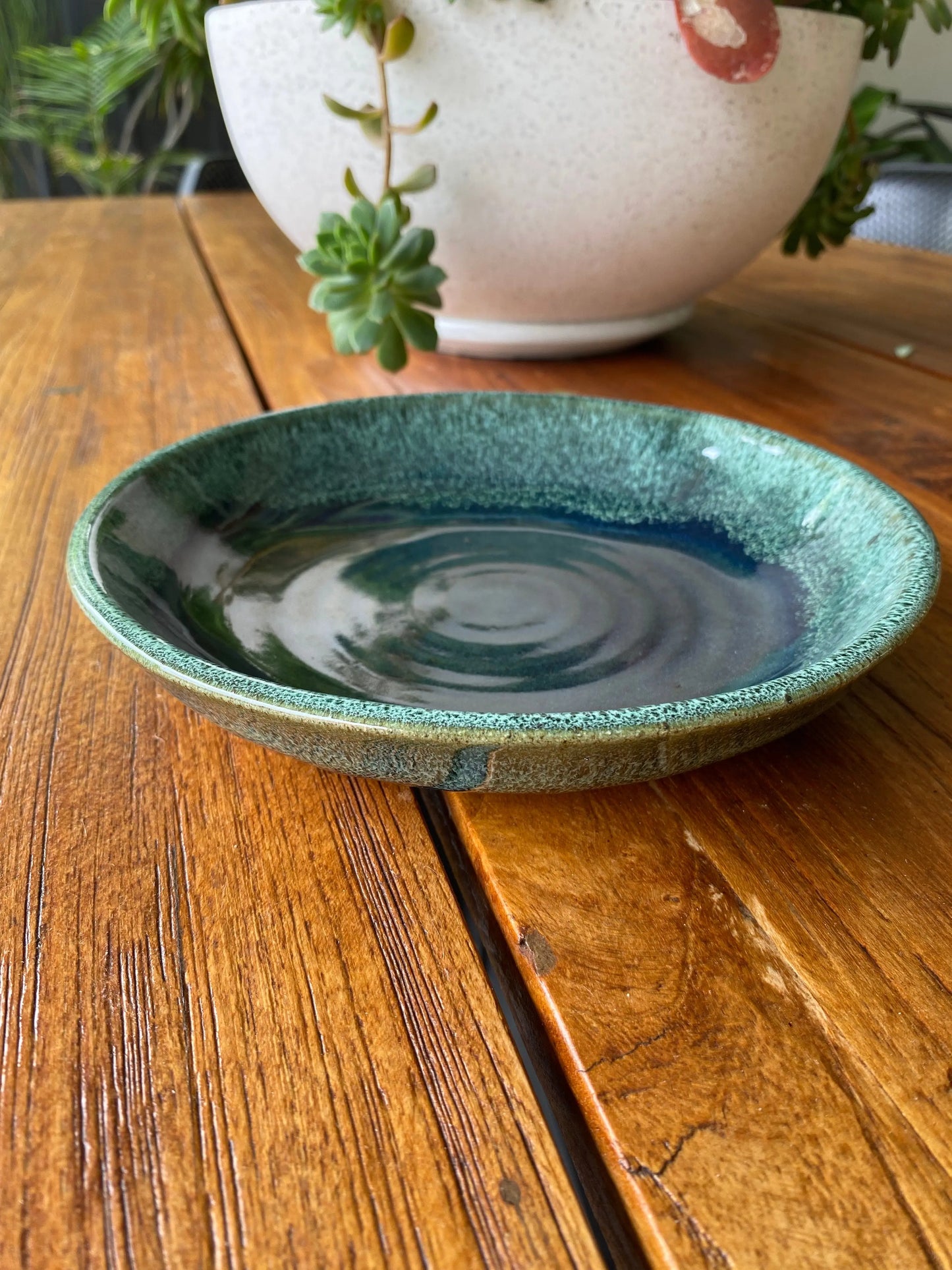 Green And White Sea Foam Stoneware Salad Bowl Bruce Wood Ceramics