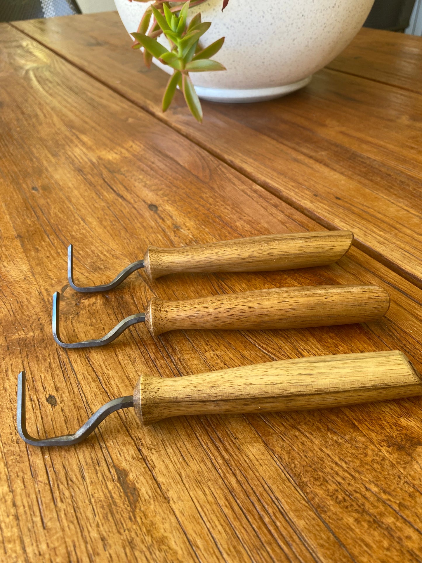 Hand Made Pottery Trimming  Tool With Blackwood Timber Handles Bruce Wood Ceramics