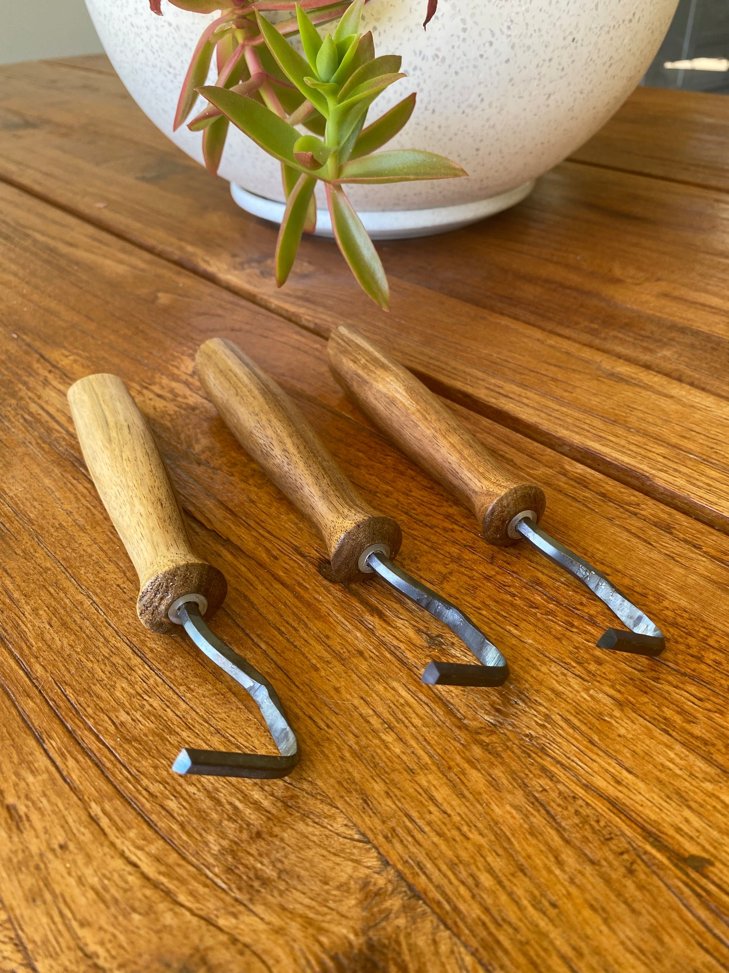 Hand Made Pottery Trimming  Tool With Blackwood Timber Handles Bruce Wood Ceramics