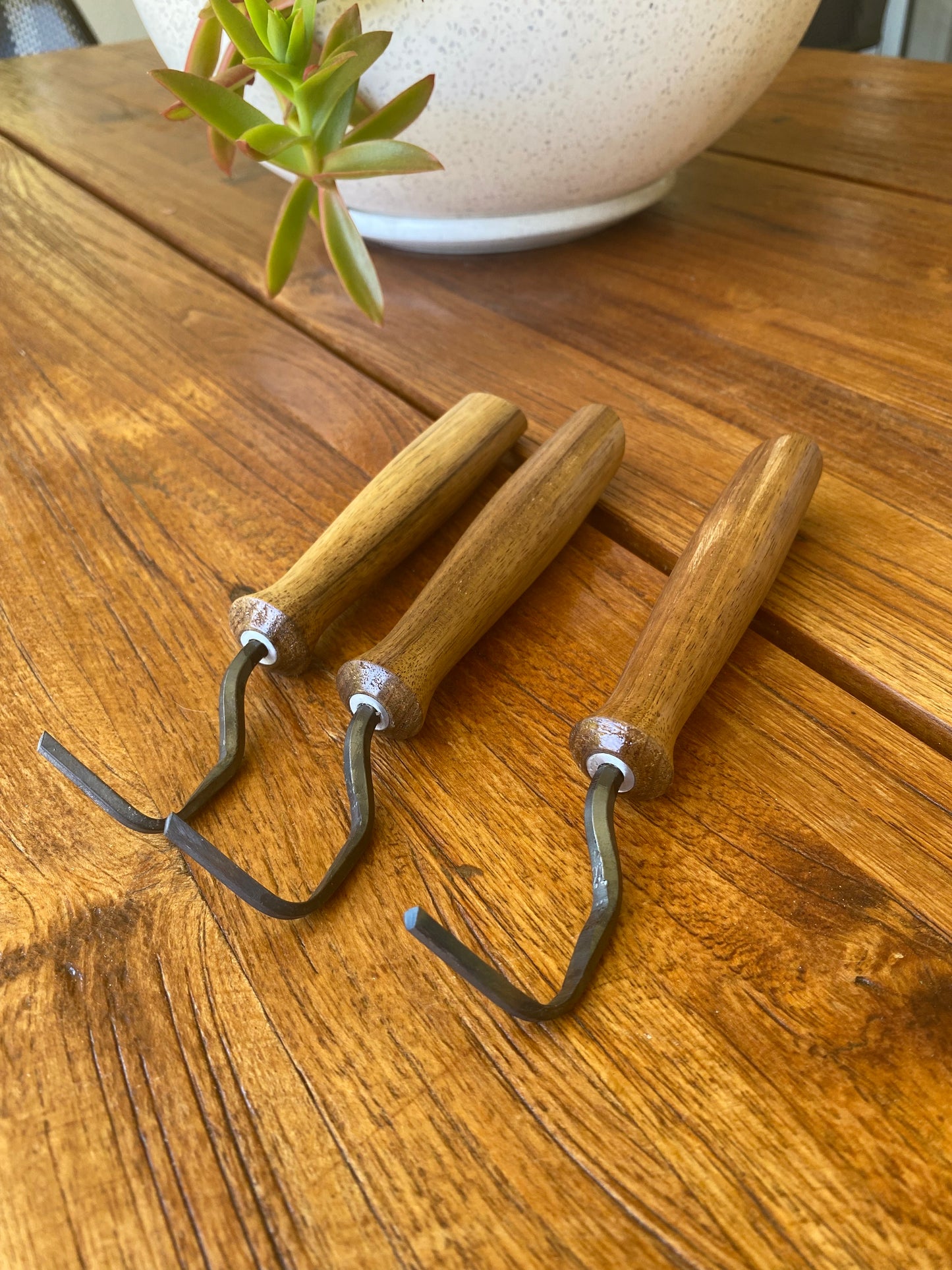 Hand Made Pottery Trimming  Tool With Blackwood Timber Handles Bruce Wood Ceramics