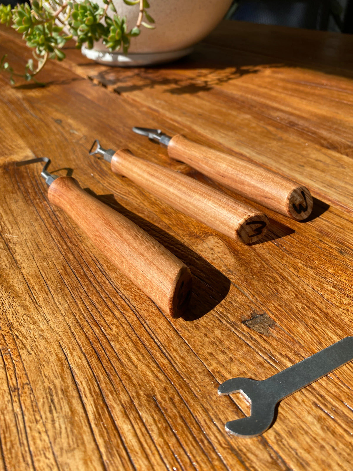 Tungsten Carbide Trimming Tool Set – Light Grain Blackwood Handle